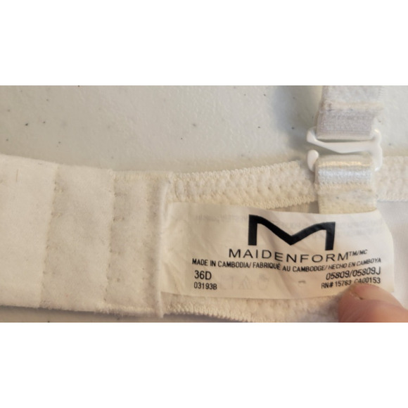 Maidenform Underwire Push Up Bra One Fab Fit White Convertible Size 36D - Picture 3 of 7